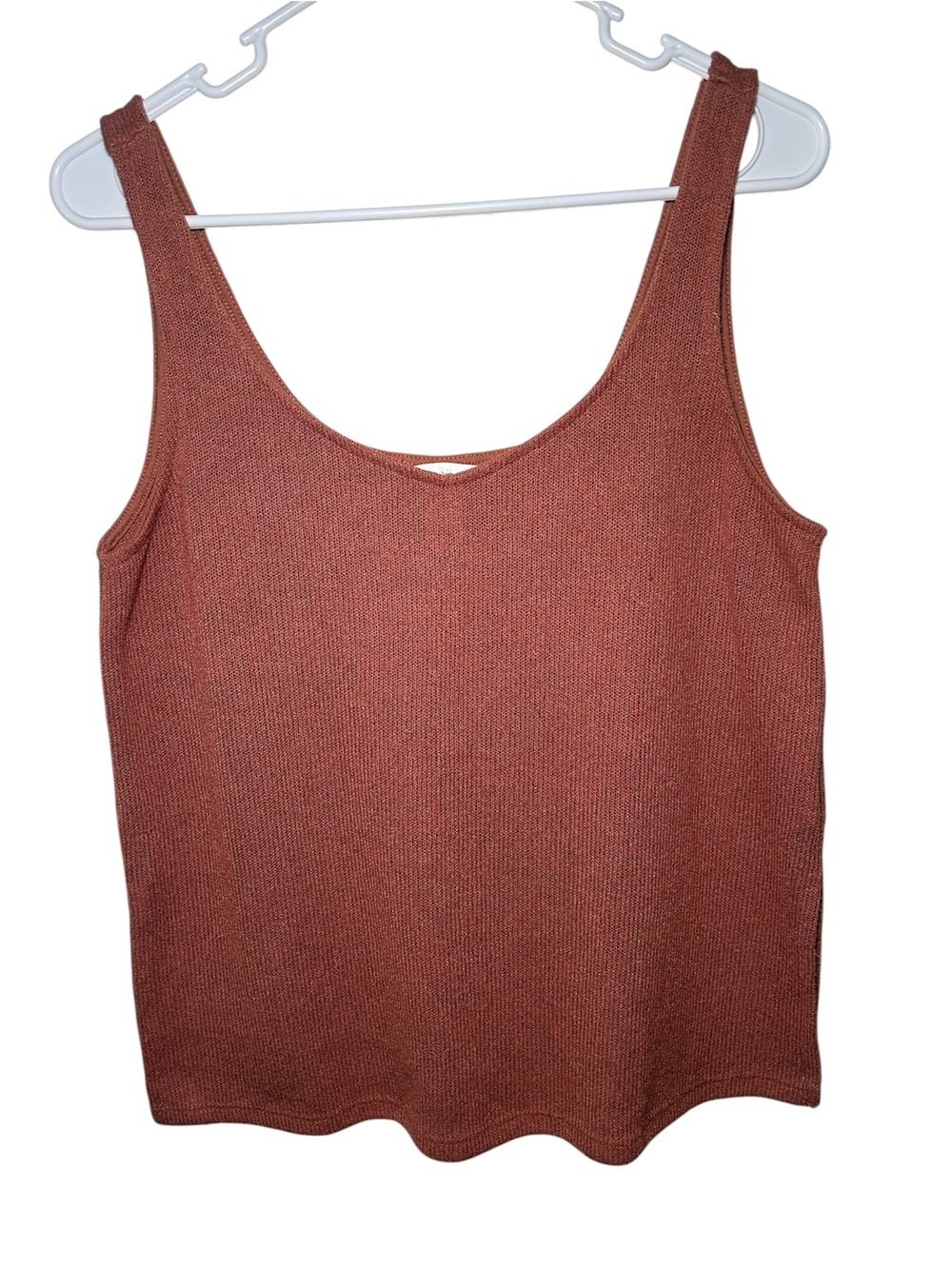 H&M Rust Knit Scoop Neck Tank Fall Casual Light Comfort Lagen Look Preppy